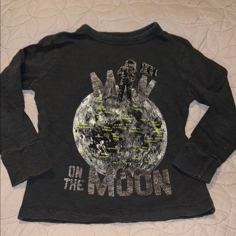 Crewcuts Gray Man on the Moon Graphic Long Sleeve Top